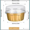 Pastane Aletleri Pasta Aletleri Tatlı Kupaları Kapaklarla Altın Alüminyum Folyo Pişirme Tutucuları Cupcake Fırın Yardımcı Produ Ramekin Clear Puddi DHLPG