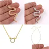 Pendentif Colliers Cristal Cercle Serpent Coeur Pendentif Collier Couleur Dorée Femmes Mode Bijoux En Gros 163 D3 Drop Delivery Neck Dhkpd