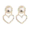 Dangle Lustre S1936 Bijoux Fantaisie Coeur De Pêche Boucles D'oreilles Colorf Rhinstone Dangle Stud C3 Drop Delivery Dheye