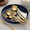 Dijksets Sets Helder goud 18/10 Roestvrij staal Luxury Koper Tafel Toezicht Mes Lepel Fork Chopsticks Flatare Set Vaatwasser Veilig