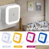 Luzes noturnas Brelong Light Sensor Light Control Night Mini Novelty Square Bedroom Lâmpada Presente Romântico Eu