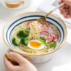 Skålar 1.1 1.4 1.8L japansk soppa med lock keramiskt snabb nudelhandtag kök frukt sallad pasta rund bakning panna 221203