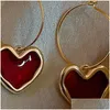 Dangle Chandelier Sweet Bury Enamel Heart Earrings For Women Girl Gold Color Metal Love Hanging Dangle Vintage Jewelry 5602 Q2 Dro Dhpbx