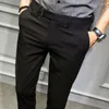 Men's Suits Korean Slim Fit Men Trousers Suit Pant Black Navy Solid Business Casual Office Trouser Pantaloni Tuta Uomo Stretch
