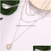 Pendant Necklaces Boho Shell Pendant Necklace For Women Mtilayer Long Chain Round Charm Statement Choker Beads Wedding Jewelry Drop Dhh3E