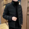 Men s Down Parkas Yellow Puffer Jacket Slim Fit Stand Collar Cotton Padded Jackets Autumn Winter Fashion Clothing Casual Coats Outwear 221205