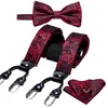 Bretelle Fashion PreBow Tie Red Paisley Cravatte di seta per uomo Bretelle Fazzoletto Gemello Set BarryWang Designer regalo di nozze S2001 221205