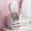 Aufbewahrungsboxen Kosmetikbox Makeup Organizer Tragbare Desktop -Display -H￼lle mit Spiegel f￼r Badezimmerkommode