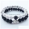 Bracelets en pierre naturelle perlée lave volcanique blanc Turquoise Bracelet amoureux perles faites à la main pour hommes femmes livraison directe bijoux Dhh4E