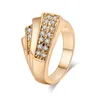 Wedding Rings Fashion Desgin For Women Engagement Micro Pave Zircon Gold-Color Crystal Wholesal