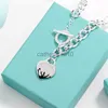 Pendant Necklaces TIF genuine S925 sterling silver splashing ink love thick chain pin buckle necklace jewelry for woman clavicle frete grati With Box