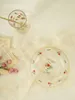 Plates France Retro Romantic Rose Transparent Glass Plate Salad Plaid Heart Fruit Storage Ornaments