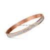 Bangle Two Row Crystal Rhinestone Pave Stainless Steel Bracelets Bangles For Women Drop Delivery Jewelry Dhorl