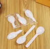 5000pcs Disposable Plastic White Scoop Folding Spoon Ice Cream Pudding Scoop With Individual Package SN419