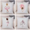 Schattige cartoon kinderen kussensloop voor bank Home Soft Plush Pillowcase Noordse stijl Decor Pink Ballet Girl Cushion Cover