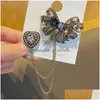 Broches Broches Vintage Perle Arc Gland Chaîne Broche Broches En Forme De Coeur Strass Cor Manteau Costume Collier De Noce Bijoux Accesseur Dhvgy