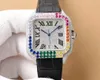 39 mm Mens Square Diamond Watch 8215 Ruch Automatyczny projektant mechaniczny zegarek skórzany pasek Sport Wodoodporne szafirowe zegarki