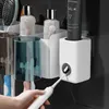 Toothbrush Holders Toothbrush Rack Free Punch Mouthwash Cup Brushing Cup Wallmounted Bathroom Wallmounted Storage Box Tooth Cylinder Set Bathroom 221205