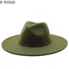 Wide Brim Hats Bucket 9.5CM Women Men Big Imitation Wool Fedora Hat British Style Winter Gentleman Elegant Lady Jazz Church 221205