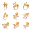 Stud Earrings ROXI 1Pairs Small Diamond Threaded Labret For Women 925 Silver Jewelry Kraakbeen Piercing Cartilage Pendientes