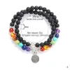 Charm armband 7 chakras 6mm svart lava sten diy aromaterapi eterisk olja diffuser armband i liv charms elastiska armband dhqxj