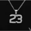 Pendentif Colliers En Acier Inoxydable Iced Out 23 Aucun Pendentif Bling Strass Cristal Mens Hip Hop Collier Chaîne Drop Delivery Bijoux Dhurn