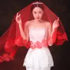 بيع كبير الزفاف حجاب 1.5 متر قصير أبيض العاج الأحمر حجاب الزفاف الحجاب