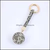 Party Favor Blabbling Diamond Keychain Shiny Crystal Ball Key Ring fl Drill Car Buckle Chain Strap Charm Pendant Decoration 77 P2 D DHPVW