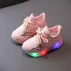 Sneakers Breathable Chunky Sneaker for Children with Luminous Sole 1 To 6 Years Baby Boy Mesh Shoes Childhood Girls LED E08063 221205