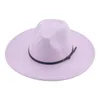 Chapéus de Fedora para Mulheres Men 9.5cm Senti Winter Hat Belt Wedding Jazz Street Dançarina Fedoras Sombreros de Mujer Sombrero