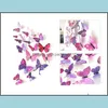 Wall Stickers 3D Simation Butterfly Fridge Magnets Home Animal Pvc Kids Rooms Wall Stickers Wedding Brooch Hair Accessories Ornament Dhqls