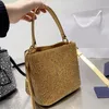 Shimmer Rhinestone Bucket Bag Leather Shoulder Handbags Crossbody Backpack Bags Fashion Tote Handbag Women Shopping Purse Quality Full diamond crystal