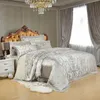 Bedding sets Sliver Gold Luxury Silk Satin Jacquard duvet cover bedding queen king size Embroidery sheetFitted sheet 221205