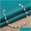 Chain 925 Sterling Sier Big Long 5Mm Box Chain Bracelet For Women Man Wedding Engagement Party Fashion Jewelry Drop Delivery Bracelet Dheco