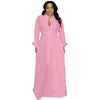 Etnisk kläder Solid Color Long Sleeve Shirt Dress Casual African Women's Loose Robe Button Lapel Fashion Slim Kjol Spring 2022