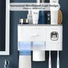 Toothbrush Holders Toothbrush Holder Bathroom Accessories Organizer Sets Automatic Toothpaste Dispenser Wall Mount Rack Tools Set Toothpaste Holder 221205