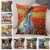 Cute Cartoon Children Cushion Cover Decor Harajuku Oil Painting Lady Pillowcase for Sofa Home Soft Plush Throw Pillow Case