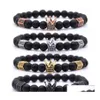 Bedelarmbanden 4 kleuren natuursteen vervalste armbanden charmes kroon armband zeshoekige koper matte armbanden unisex mode sieraden dhh6z