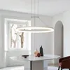 Hanglampen moderne minimalistische woonkamer kroonluchter eenvoudige stijl ring lichtgevende eetlamp Noordse creatieve slaapkamer