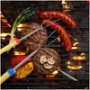 Bbq Tools Accessories Telesco Reusable Barbecue Skewers Tool Stainless Steel Bbq Tools Grill Roasting Sticks Cam Picnic Shish Keba Dhmqg