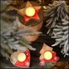 Party Decoration Creative Heart Shaped Candle Containers Woodiness Five Pointed Star Candlestick Christmas Tree Candles Holder For P Dhxjq