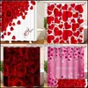 Cortinas de chuveiro 180x180cm Curta de banho de banho digital Prova de água Polyester Material Curtins Love Rose Petal Pattern ARRIV DHV0T