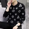 Winter Herren Casual Pullover für süße Katze Muster trendige schlanke Pullover O-Ausschnitt Langarm Woll warme Pullover