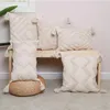 Pillow Molotu Zip Open Tassels Cover Handmade Beige Square Home Decoration For Living Room Bed