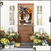 Party Decoration Halloween Party Decoration Farmhouse Wreath Decorations Vintage Kitchen Thanksgiving Pumpkin Truck Window Door Wall Dhybb