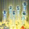 Valentine Party Balloons Transparent Luminous Bobo Balloons with Rose Flower for Wedding Anniversary Birthday Banquet Decoration