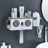 Portaspazzolino 4 in 1 Portaspazzolino multifunzione Portabicchieri Accessori bagno Dispenser automatico dentifricio 221205