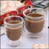 Tasses 6 pièces/lot tasses Caneca soufflé à la main Double paroi protéine de lactosérum Canecas tasse à café tasse à expresso verre thermique 85Ml livraison directe à domicile Dhjzc