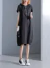 Party Dresses Xitao Hoodie Black Midi Women Short Sleeve Elegant Womens Clothing Pullover A Line KY428 221203