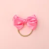 Satin Bow bébé fille Nylon bandeau enfants solide ruban Haibow chapeaux Turban Nylon nu enfants bandeau enfant désordre Bowknot